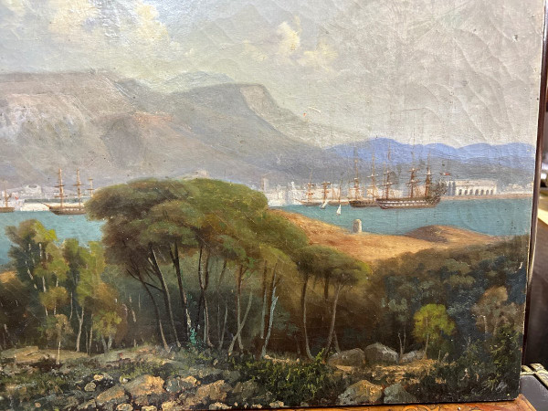 Vue De La Rade De Toulon Vers 1840-50 - école Française Du XIXéme tableau huile sur toile