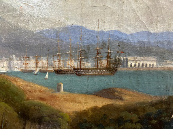 Vue De La Rade De Toulon Vers 1840-50 - école Française Du XIXéme tableau huile sur toile