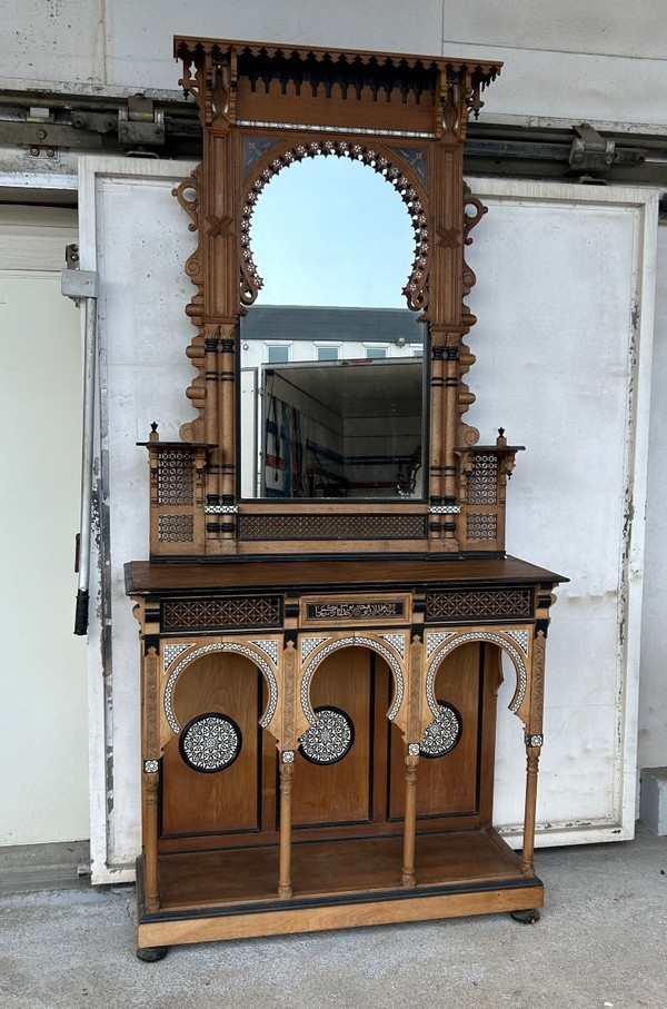 Atelier De Giuseppe Parvis - Grande Console Et Son Miroir égypte Vers 1880