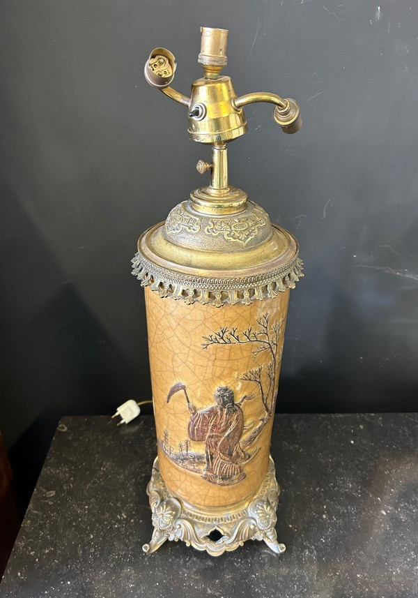 Grande lampada in porcellana cinese del XIX secolo