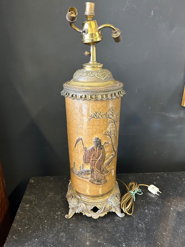 Grande lampada in porcellana cinese del XIX secolo