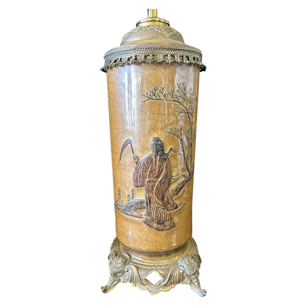 Grande lampada in porcellana cinese del XIX secolo