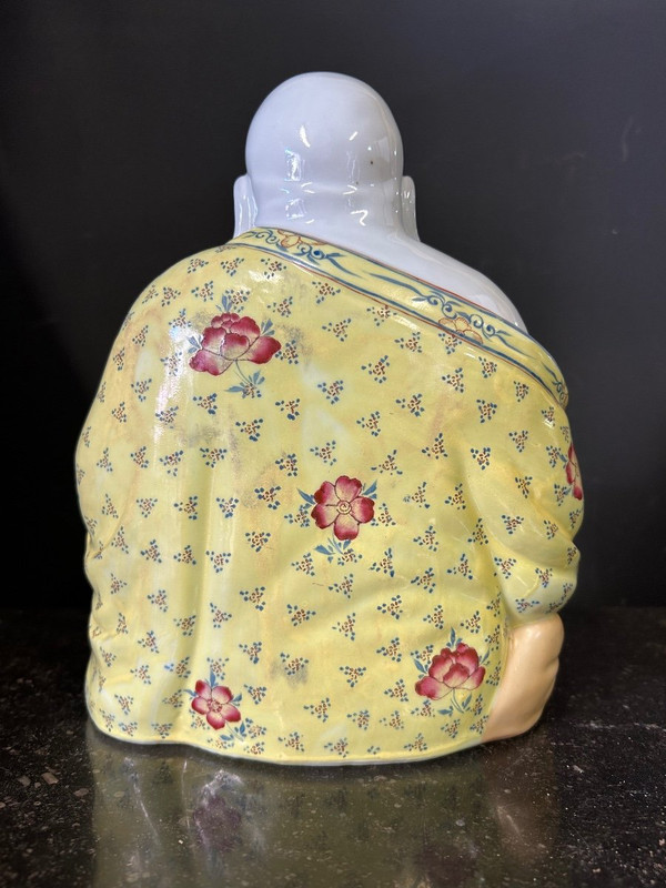 Bouddha - Budai - Putai Rieur En Porcelaine Polychrome émaillée Chine Début XXe