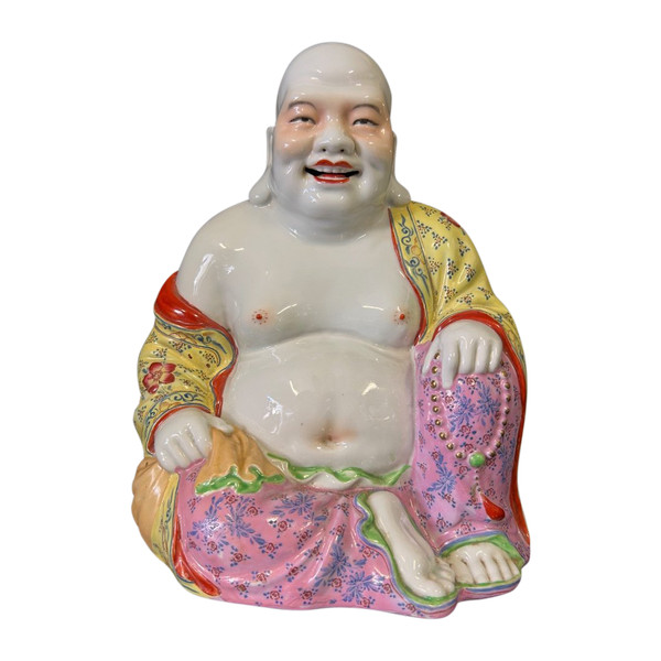 Buddha - Budai - Putai Rieur Porcellana smaltata in policromia Cina Inizio XX secolo