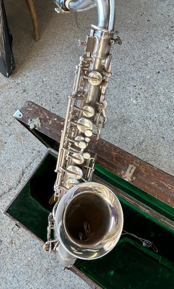 Saxophone - Saxo - Métal Argenté Vers 1930-40 Pas De Marque