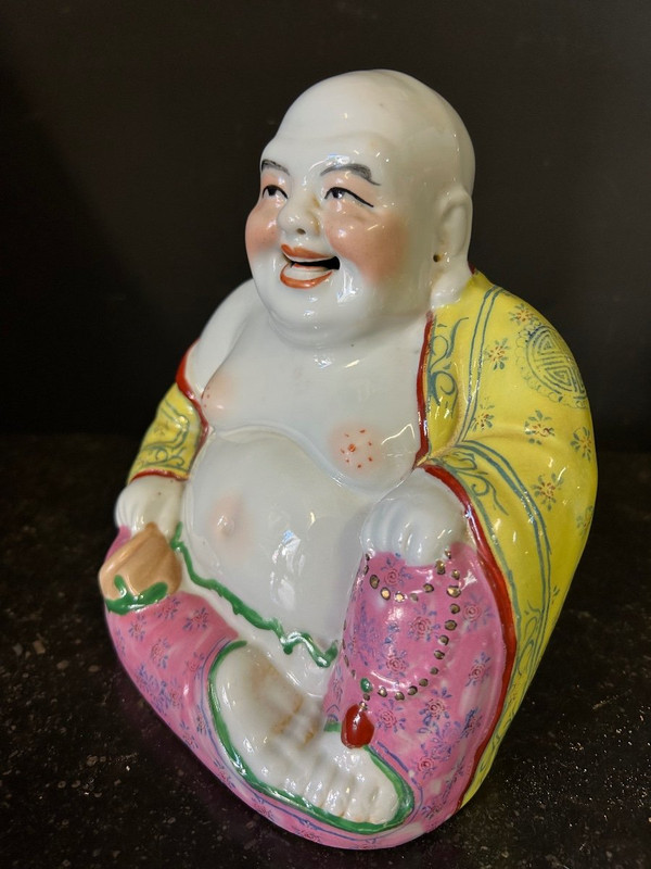 Buddha - Budai - Putai Rieur Enameled polychrome porcelain China Early 20th century