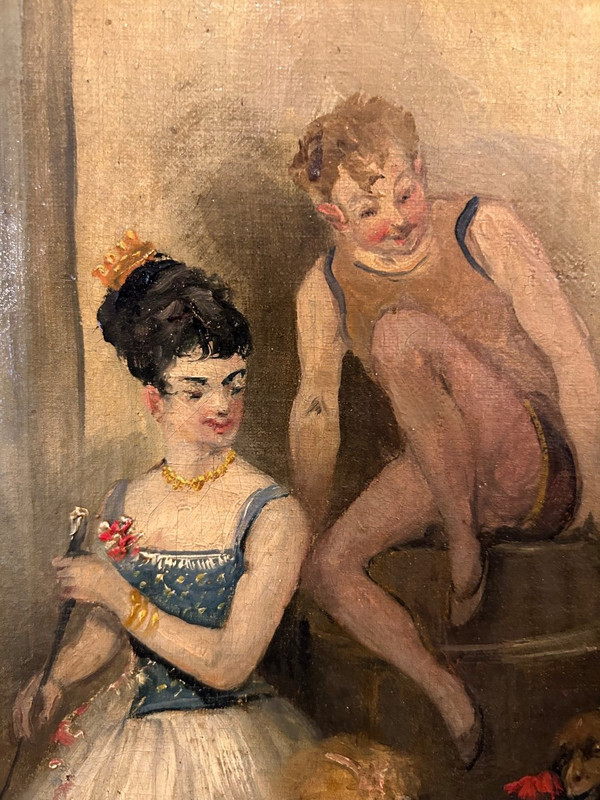 Jo Francoeur -: Oil On Canvas - "Avant Le Spectacle De Cirque" circa 1900