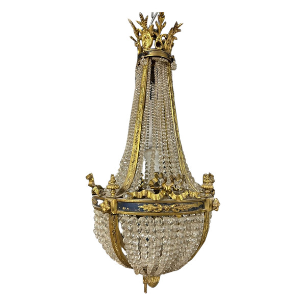 Gilded bronze Montgolfière chandelier In the Louis XVI style of the Napoleon III period