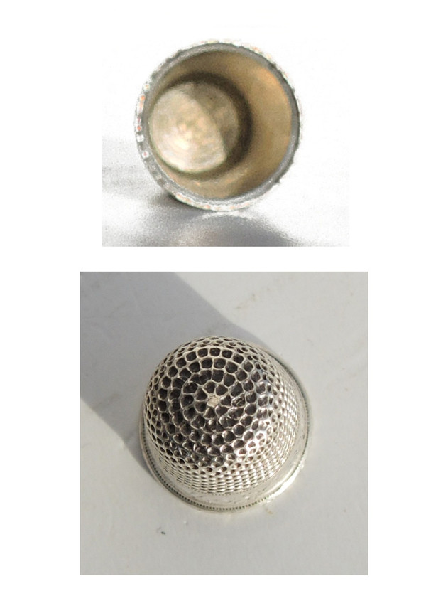 Sewing Kit Silver Late 19th Napoleon III Scissors Hook Thimble
