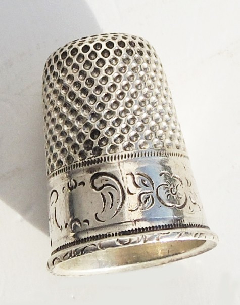 Sewing Kit Silver Late 19th Napoleon III Scissors Hook Thimble