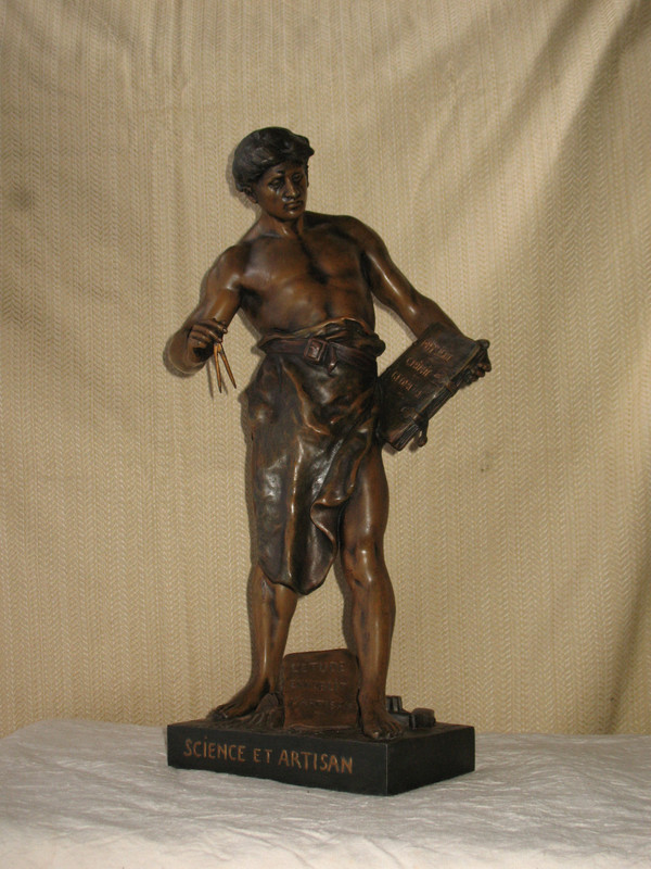 Grande scultura in regola di Emile Picault, Science et Artisan del XIX secolo