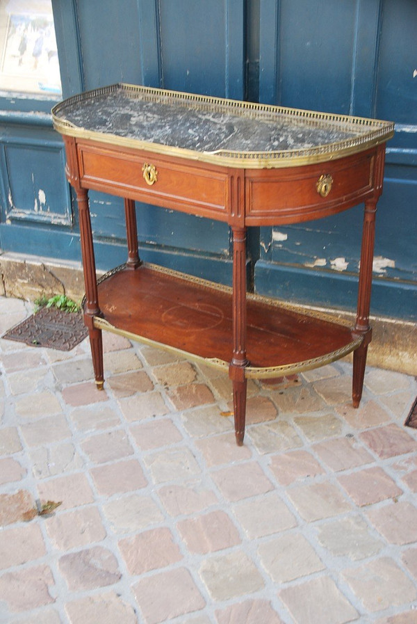 Console Mezza Luna In Mogano Epoca Luigi XVI Timbrata Da Nicolas Petit