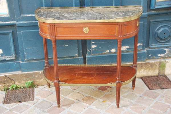 Console Mezza Luna In Mogano Epoca Luigi XVI Timbrata Da Nicolas Petit