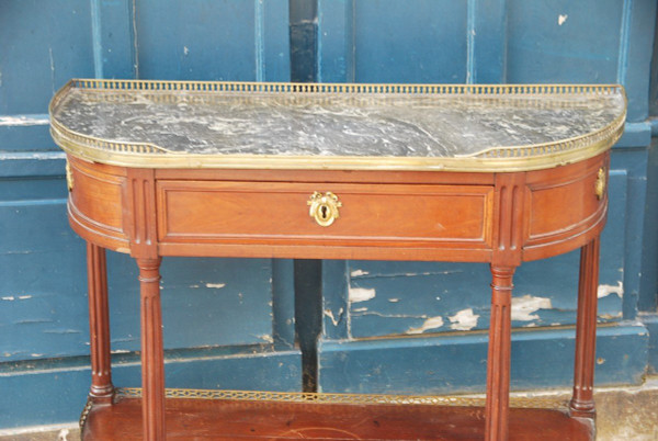 Console Mezza Luna In Mogano Epoca Luigi XVI Timbrata Da Nicolas Petit