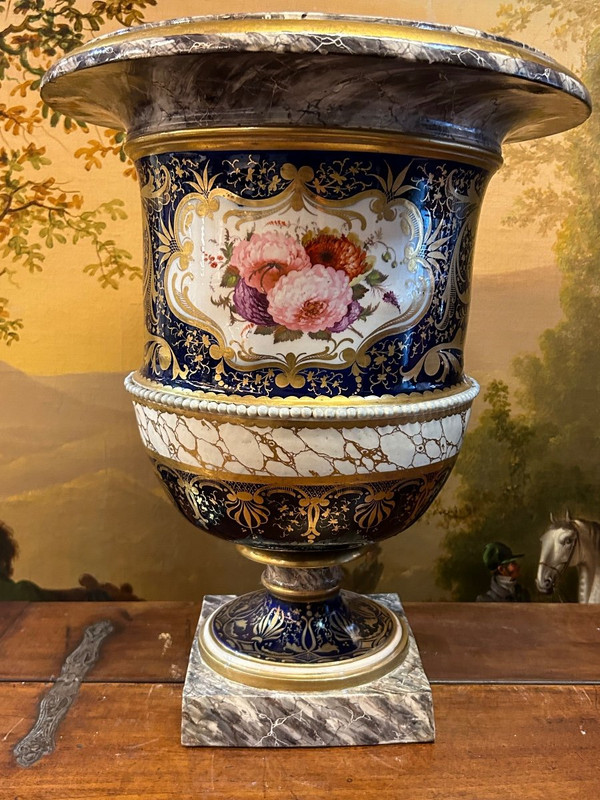 Important Vase Médicis En Porcelaine époque XIXéme H 52 Cm