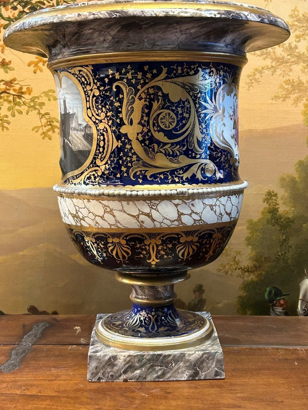 Important Vase Médicis En Porcelaine époque XIXéme H 52 Cm
