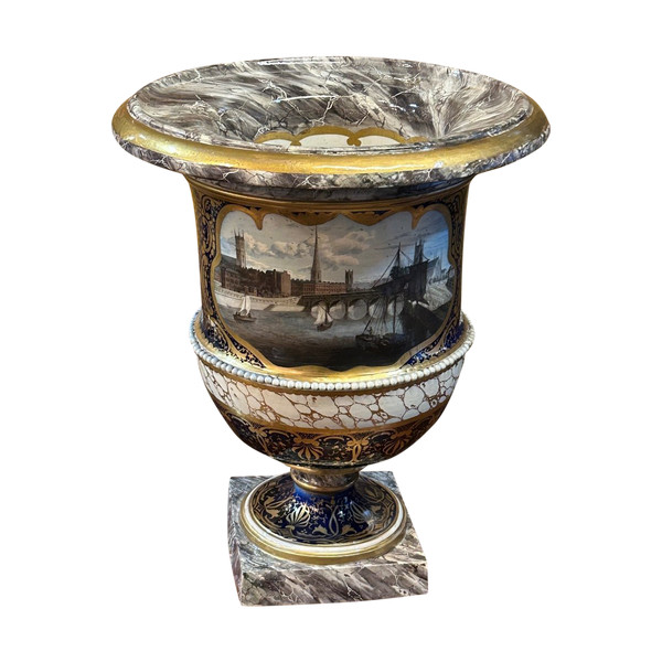 Important Vase Médicis En Porcelaine époque XIXéme H 52 Cm