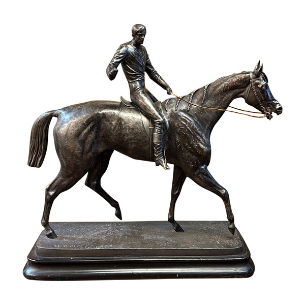 Franz Alex. Fried. Wilhelm Wolff ( 1816 - 1887) importante sculpture en métal «  le jockey »