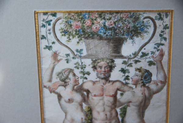 Dessin Polychrome XVIIIe siècle, Allégorie Du Printemps