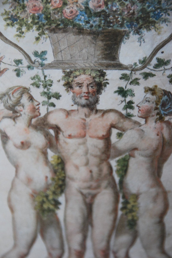 Dessin Polychrome XVIIIe siècle, Allégorie Du Printemps