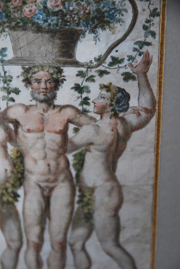 Dessin Polychrome XVIIIe siècle, Allégorie Du Printemps