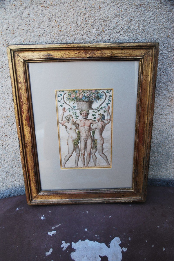 Dessin Polychrome XVIIIe siècle, Allégorie Du Printemps