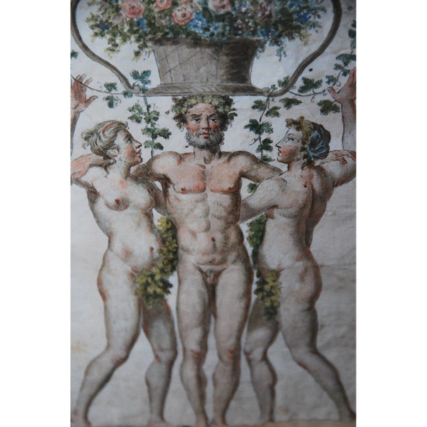 18th Century Polychrome Drawing, Allegory Of Spring