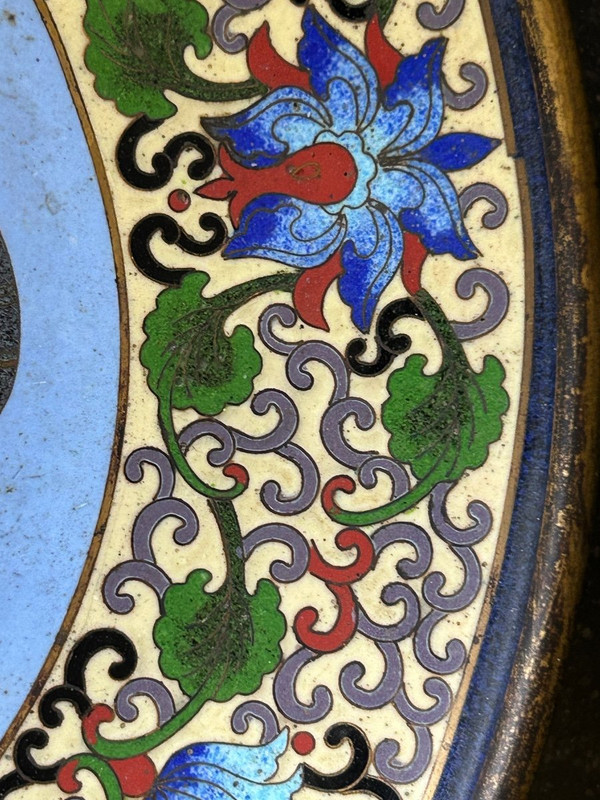 Assiette émail Cloisonnée Chine Fin XIXe