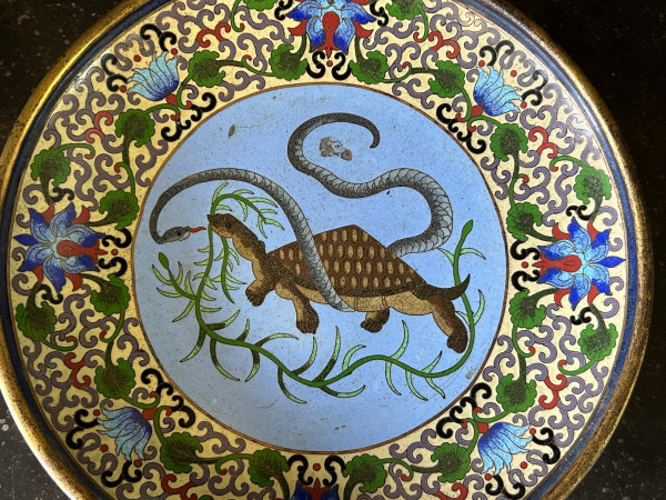 Assiette émail Cloisonnée Chine Fin XIXe
