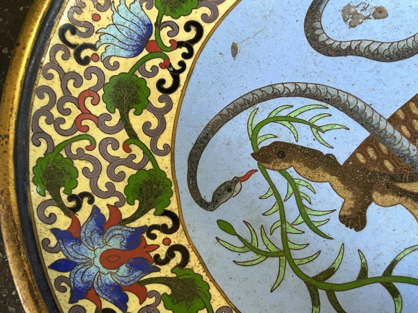 Assiette émail Cloisonnée Chine Fin XIXe