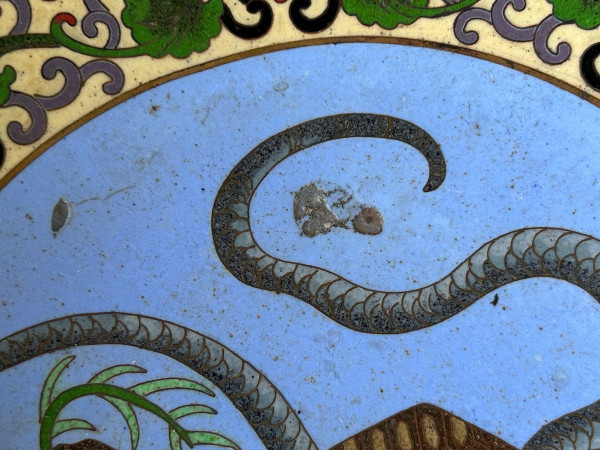 Assiette émail Cloisonnée Chine Fin XIXe