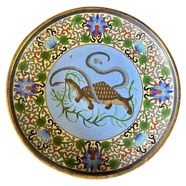 Assiette émail Cloisonnée Chine Fin XIXe
