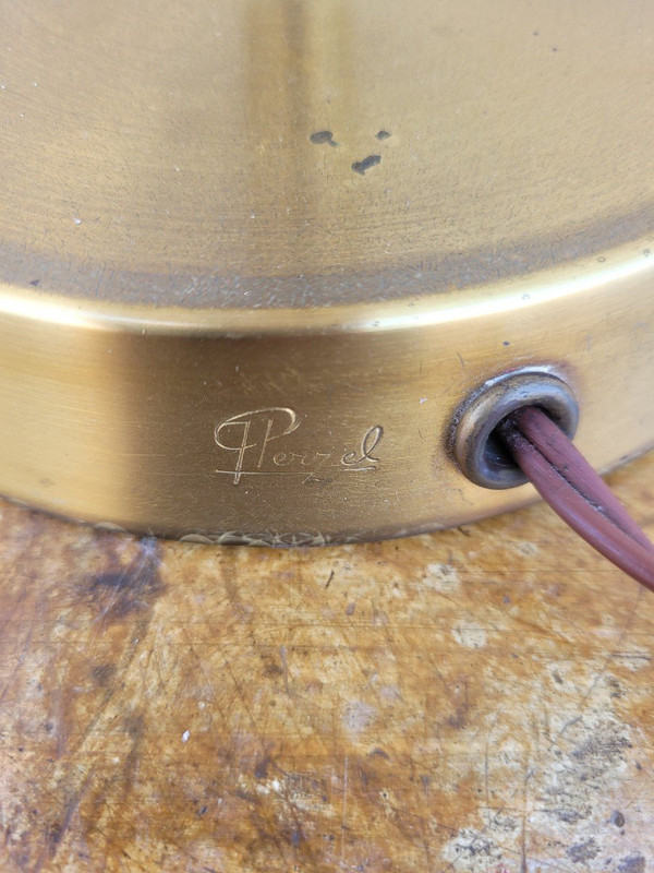 J Perzel, Lampe De Table En Laiton, XXème Siècle