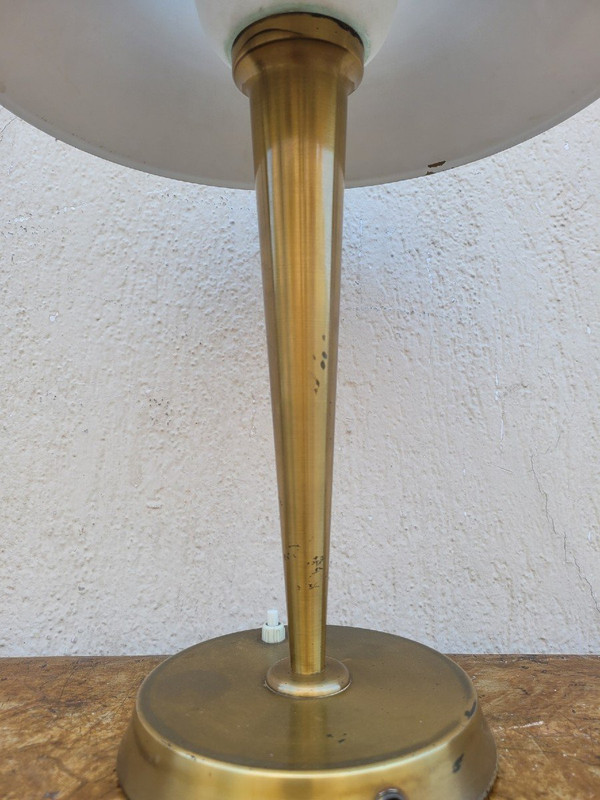 J Perzel, Lampe De Table En Laiton, XXème Siècle