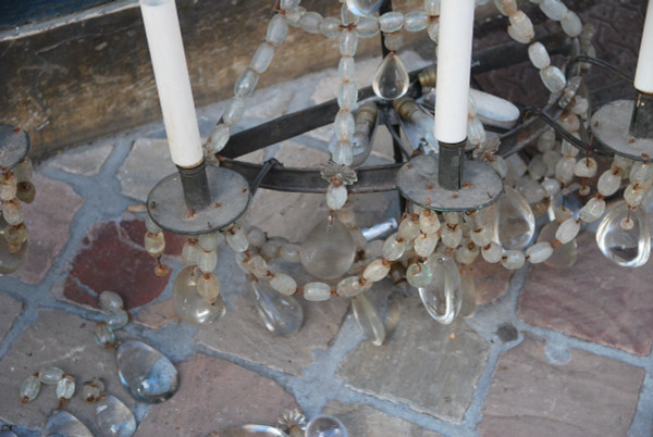 Paire De Grande Applique XIXe En Cristal De Roche Directoire