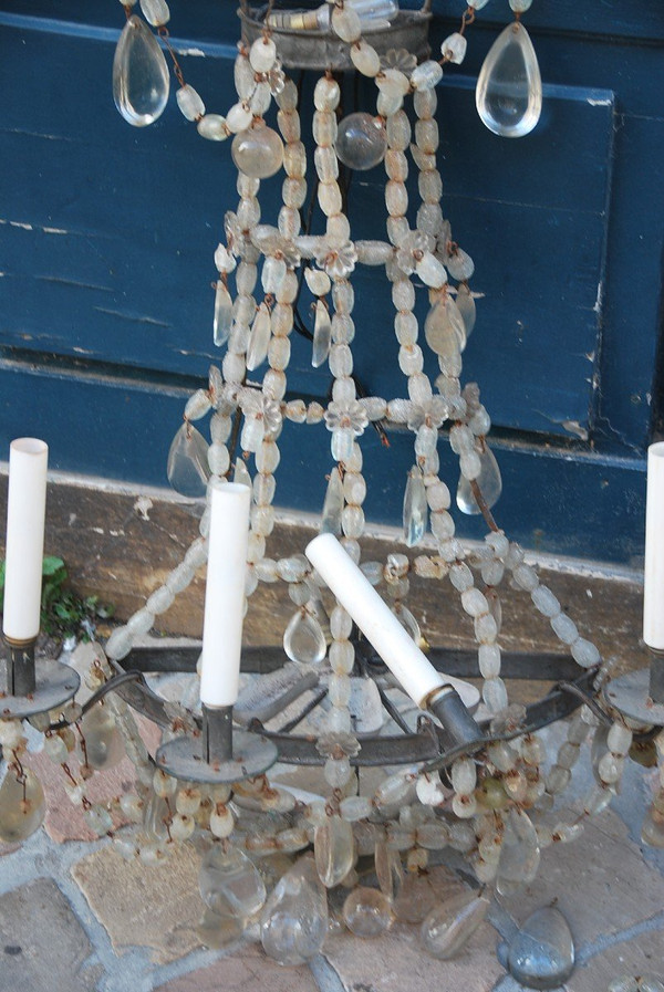 Paire De Grande Applique XIXe En Cristal De Roche Directoire