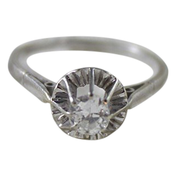 Bague solitaire or gris 18 carats et diamant taille de doigt 51