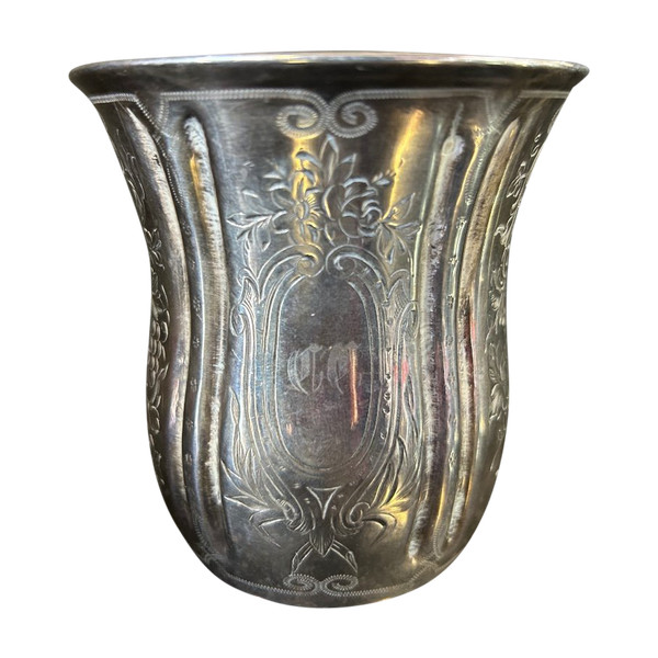 Fine Engraved Timbale In Solid Silver Minerve Marked Goldsmith Phillipe Berthier