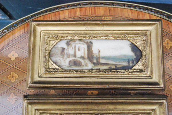 Alabaster Pair Of Painted Plaques Italy, 18th century