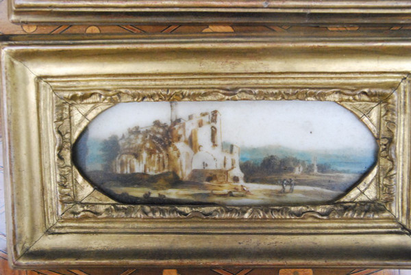 Alabaster Pair Of Painted Plaques Italy, 18th century