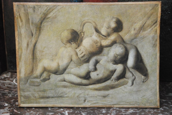 Pia Sauvage, Paar Kleine Leinwände Jeux De Putti, 18. Jahrhundert