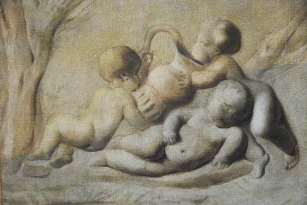 Pia Sauvage, Paar Kleine Leinwände Jeux De Putti, 18. Jahrhundert
