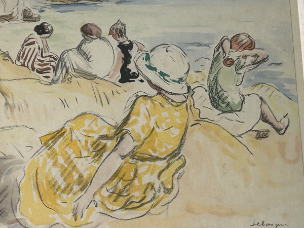 Henri Lebasque (1865-1937) Scène De Plage - Estampe Rehaussée à L'aquarelle (Druck mit Wasserfarben)