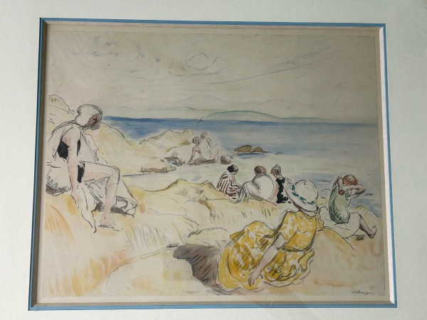 Henri Lebasque (1865-1937) Scène De Plage - Estampe Rehaussée à L'aquarelle (Druck mit Wasserfarben)