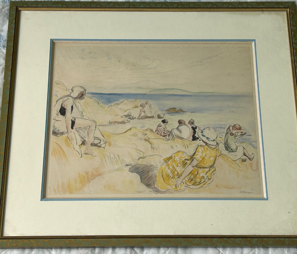 Henri Lebasque (1865-1937) Scène De Plage - Estampe Rehaussée à L'aquarelle (Druck mit Wasserfarben)