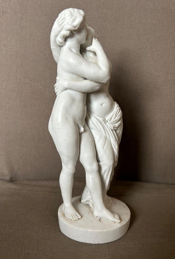 Amour Et Psyché - Sculpture En Biscuit De Porcelaine D’époque XVIIIème Siècle