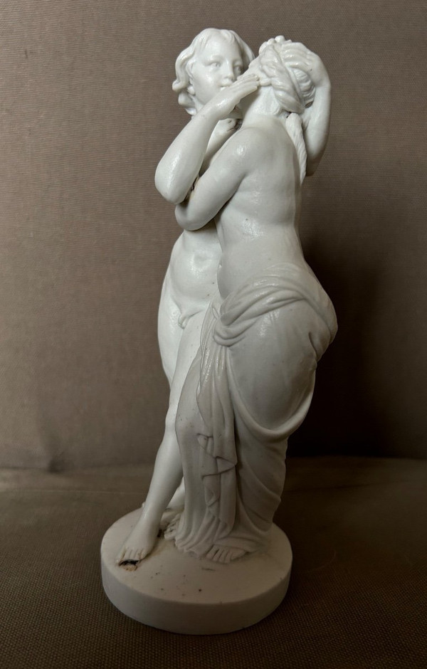 Amour Et Psyché - Sculpture En Biscuit De Porcelaine D’époque XVIIIème Siècle