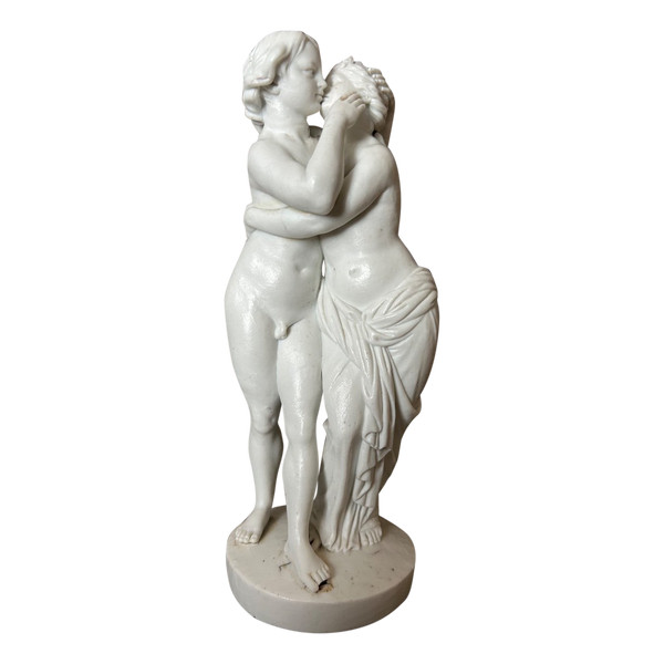 Amour Et Psyché - Scultura di biscotto in porcellana del XVIII secolo