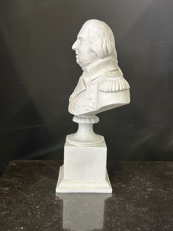 Büste Von Ludwig XVIII. Porzellan Biskuit 19. Jahrhundert H 38 cm