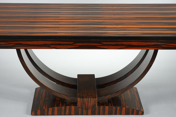RECTANGULAR DINING TABLE IN MACASSAR EBONY VENEER, ART DECO PERIOD